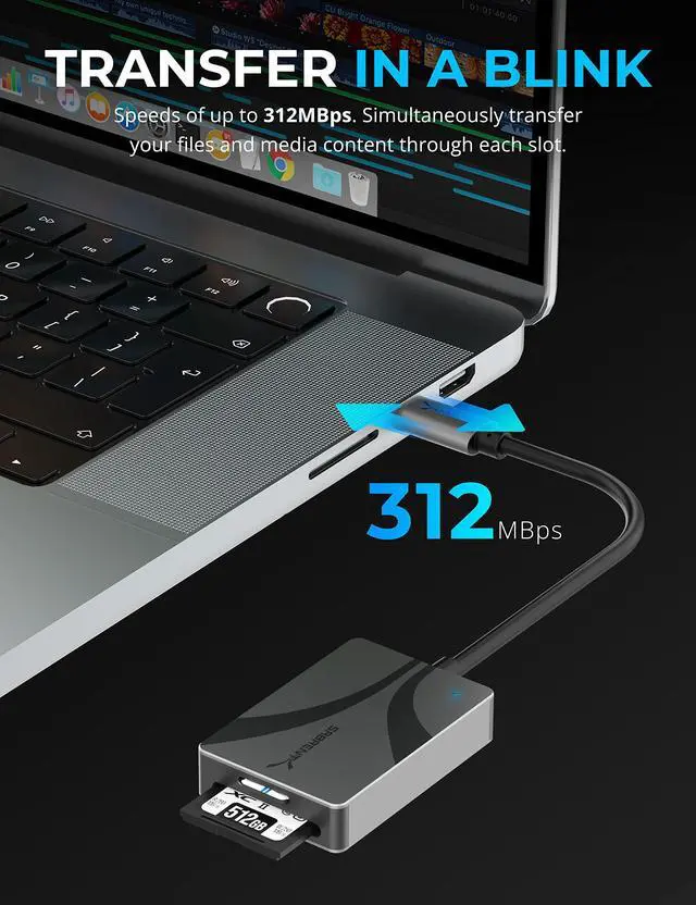 Alt view image 3 of 7 - USB Type-C Card Reader, Dual-Slot UHS-II SDXC and microSDXC SD 4.0 (CR-CSDM)