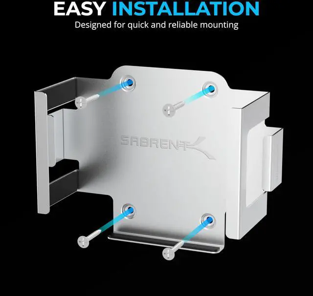 Alt view image 3 of 7 - SABRENT Desk/Wall Flex-Mount for Mac mini (2024+) Aluminum Scratch-Resistant Mount for Wall, Desk, or Surface Enhanced Cable Management & Airflow Mac mini Mounting Accessory (BK-MAC2)