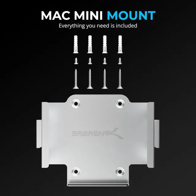 Alt view image 2 of 7 - SABRENT Desk/Wall Flex-Mount for Mac mini (2024+) Aluminum Scratch-Resistant Mount for Wall, Desk, or Surface Enhanced Cable Management & Airflow Mac mini Mounting Accessory (BK-MAC2)