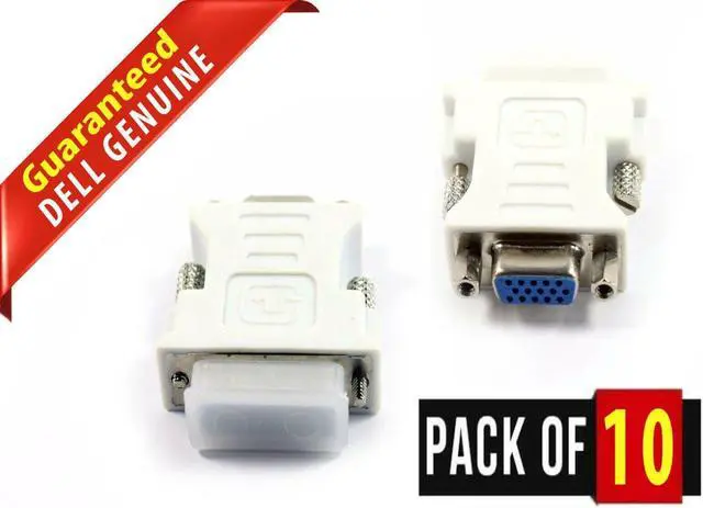 Main image of Lot of 10 New Genuine OEM Dell DVI-to-VGA Adapter DVI-I Male to VGA Female J6WDF