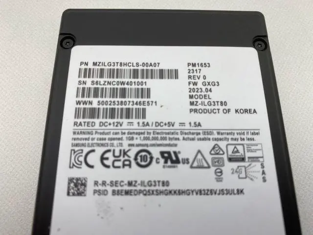 Alt view image 2 of 7 - (NOT FOR HOME PC!) Samsung PM1653 MZILG3T8HCLS-00A07 3.84TB SAS 24Gb/s 2.5inch Enterprise SSD New