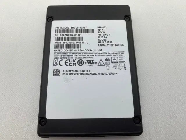 Alt view image 3 of 7 - (NOT FOR HOME PC!) Samsung PM1653 MZILG3T8HCLS-00A07 3.84TB SAS 24Gb/s 2.5inch Enterprise SSD New