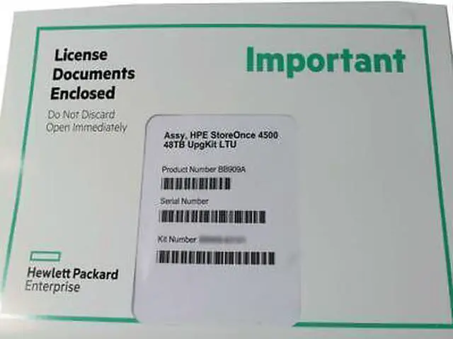 Alt view image 3 of 5 - Genuine HPE StoreOnce 4500 48TB UpgKit LTU License BB909A BB909-63101