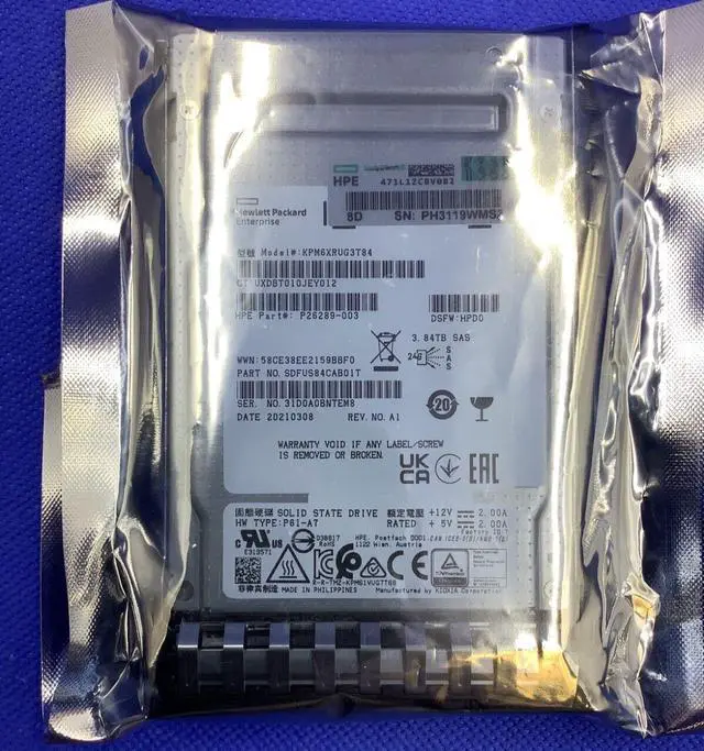 Main image of (NOT FOR HOME PC!) BULK P40472-B21 HPE 3.84TB SAS 24G READ INTENSIVE SFF BC PM6 SSD P41497-001