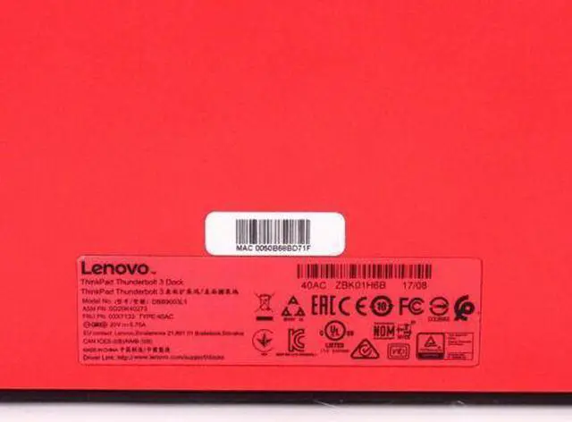 Alt view image 6 of 7 - Lenovo ThinkPad Thunderbolt 3 Dock 40AC Docking Station DBB9003L1 03X7133 w/ AC