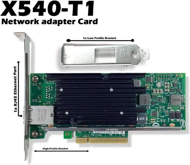 Alt view image 2 of 7 - Intel X540-T1 X540T1BLK YOTTAMARK 1-Port Ethernet Converged Network Adapter