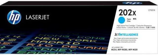 Main image of HP 202X High Yield Cyan Original LaserJet Toner Cartridge, ~2,500 pages, CF501X