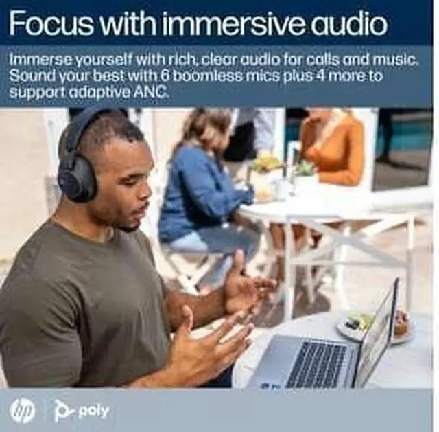 Alt view image 4 of 7 - Poly Voyager Surround 80 UC Microsoft Teams Certified USB-C Headset +USB-C/A