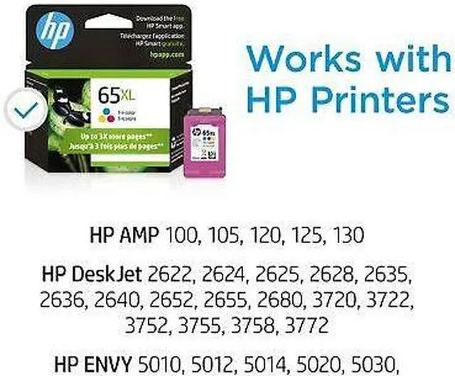 Alt view image 5 of 7 - HP 65XL Tri-color Original Ink Cartridge, ~300 pages, N9K03AN#140