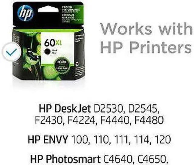 Alt view image 4 of 7 - HP 60XL High Yield Black Original Ink Cartridge, ~600 pages, CC641WN#140