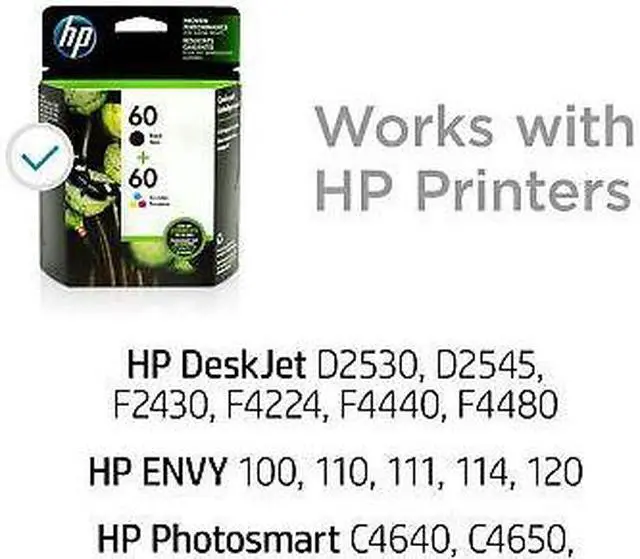 Alt view image 4 of 7 - HP 60 2-pack Black/Tri-color Original Ink Cartridges, ~200 pages, N9H63FN#140