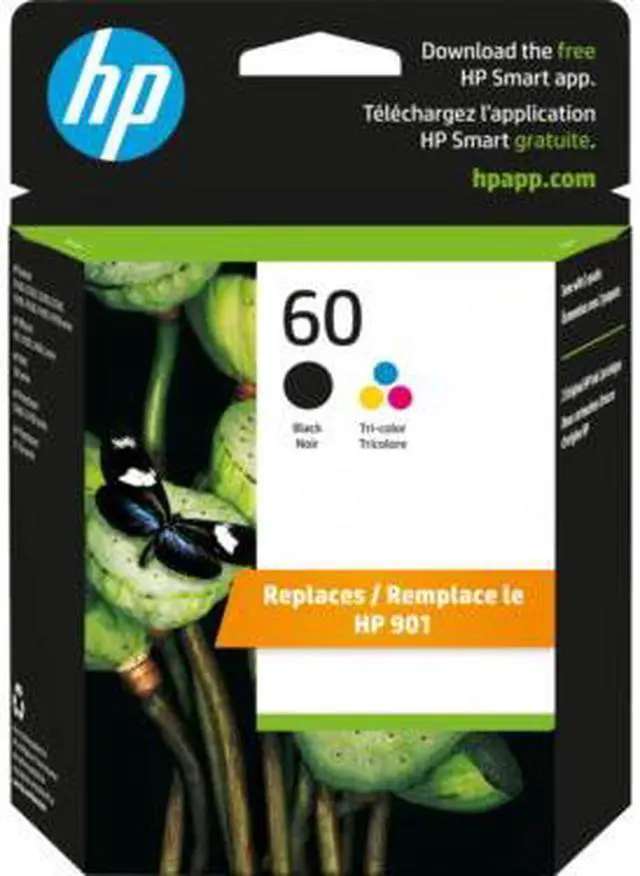 Main image of HP 60 2-pack Black/Tri-color Original Ink Cartridges, ~200 pages, N9H63FN#140