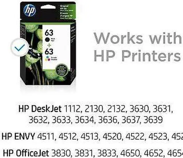Alt view image 5 of 7 - HP 63 2-pack Black/Tri-color Original Ink Cartridges, ~170 pages, L0R46AN#140
