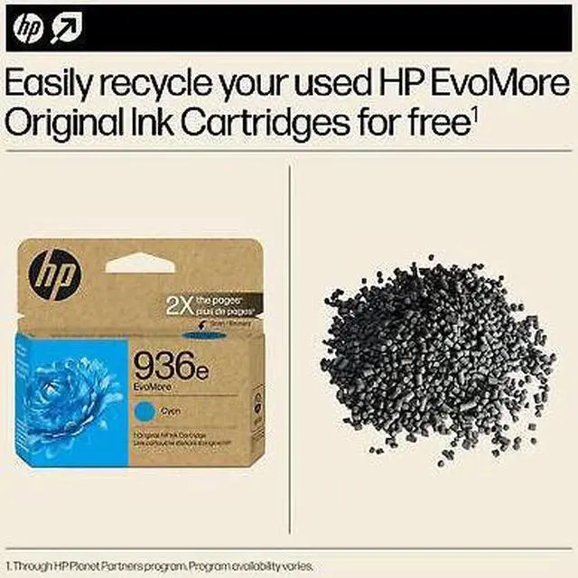 Alt view image 5 of 7 - HP 936e EvoMore Cyan Original Ink Cartridge, 1,650 pages, 4S6V3LN