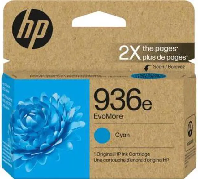 Main image of HP 936e EvoMore Cyan Original Ink Cartridge, 1,650 pages, 4S6V3LN