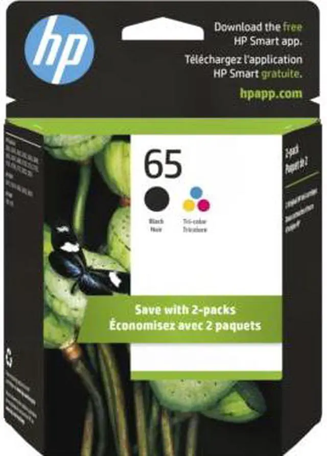 Main image of HP 65 2-pack Black/Tri-color Original Ink Cartridges, ~120 pages, T0A36AN#140