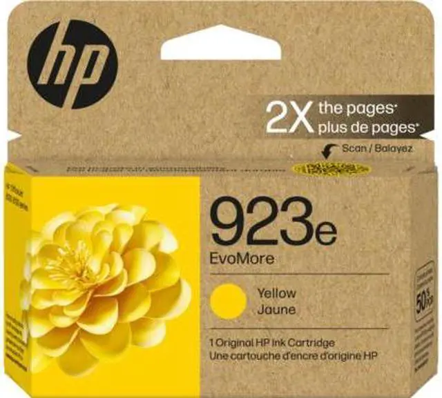 Main image of HP 923e EvoMore Yellow Original Ink Cartridge, 800 pages, 4K0T6LN