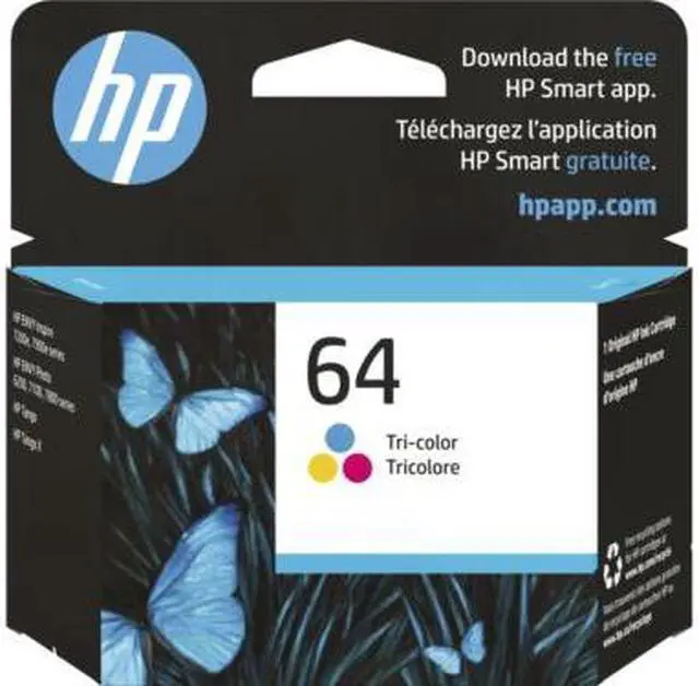 Main image of HP 64 Tri-color Original Ink Cartridge, ~165 pages, N9J89AN#140