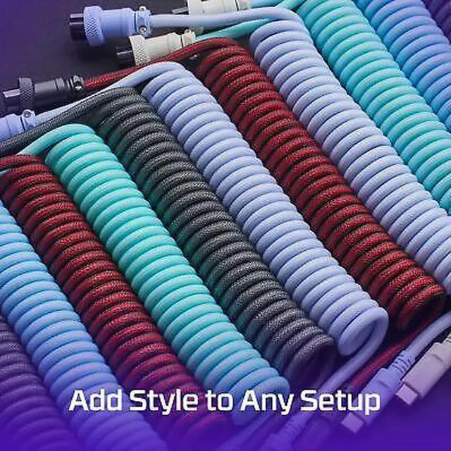 Alt view image 5 of 7 - HyperX USB-C Coiled Cable Light Blue-White