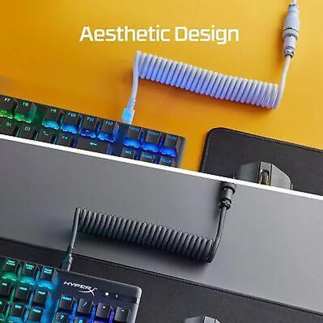 Alt view image 7 of 7 - HyperX USB-C Coiled Cable Light Blue-White