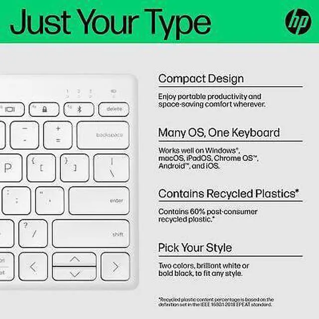 Alt view image 5 of 7 - HP 350 Compact Multi-Device Bluetooth Keyboard