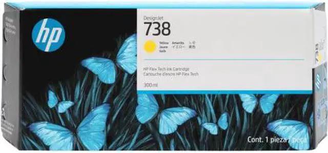 Main image of HP 738 300-ml Yellow DesignJet Ink Cartridge, 676M8A
