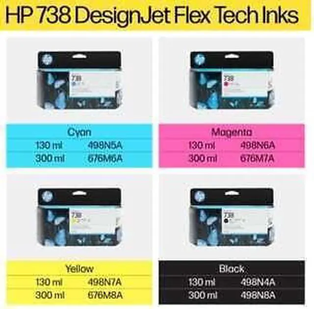 Alt view image 2 of 7 - HP 738 130-ml Yellow DesignJet Ink Cartridge, 498N7A