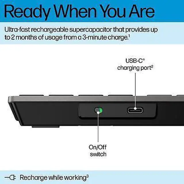 Alt view image 7 of 7 - HP 725 Multi-Device Rechargeable Wireless Keyboard