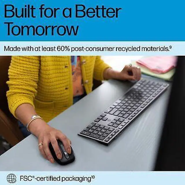 Alt view image 6 of 6 - HP 725 Multi-Device Rechargeable Wireless Keyboard and Mouse Combo