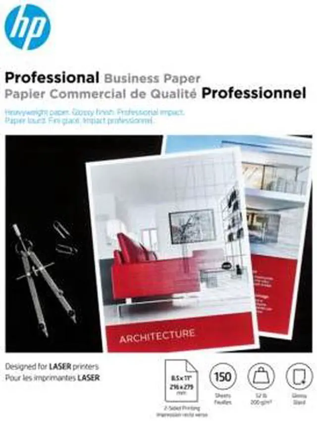 Main image of HP Professional Business Paper, Glossy, 52 lb, 8.5 x 11 in. (216 x 279 mm), 150