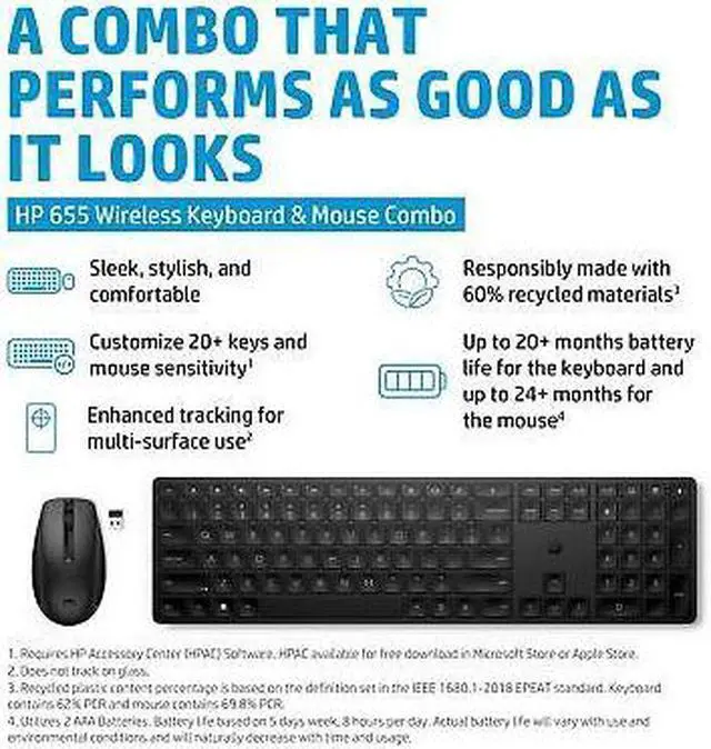 Alt view image 3 of 5 - HP 655 Wireless Keyboard and Mouse Combo