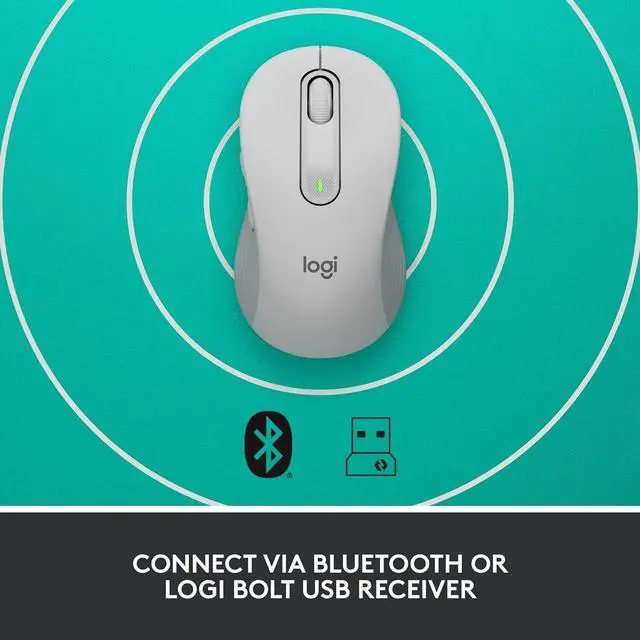Alt view image 3 of 7 - Logitech Signature M650 L for Business Wireless Mouse Bluetooth Off White