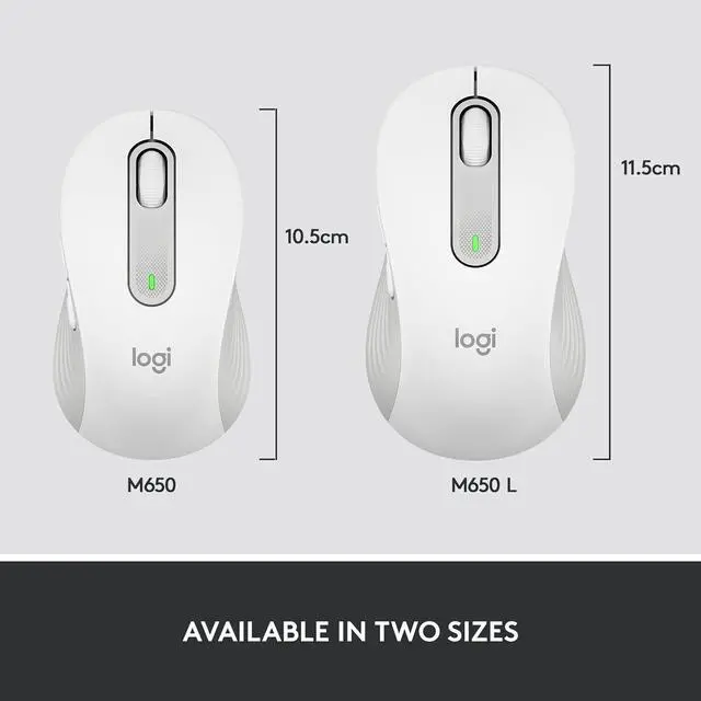 Alt view image 7 of 7 - Logitech Signature M650 L for Business Wireless Mouse Bluetooth Off White