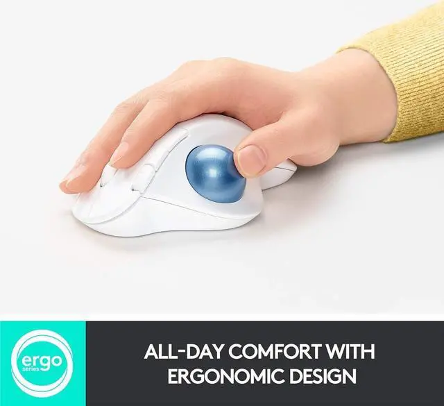 Alt view image 3 of 7 - Logitech Ergo M575 Wireless Trackball Mouse for Business Ergonomic Design White