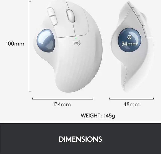 Alt view image 6 of 7 - Logitech Ergo M575 Wireless Trackball Mouse for Business Ergonomic Design White