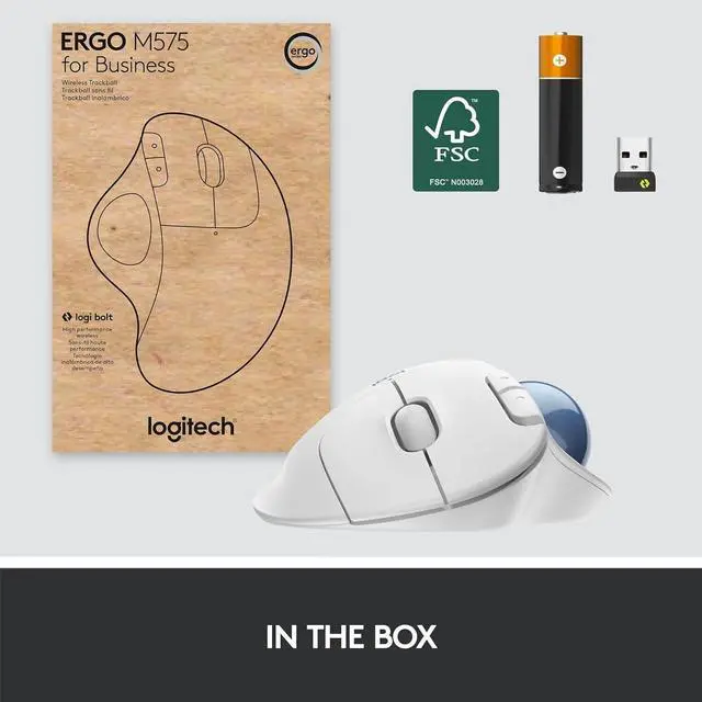 Alt view image 7 of 7 - Logitech Ergo M575 Wireless Trackball Mouse for Business Ergonomic Design White