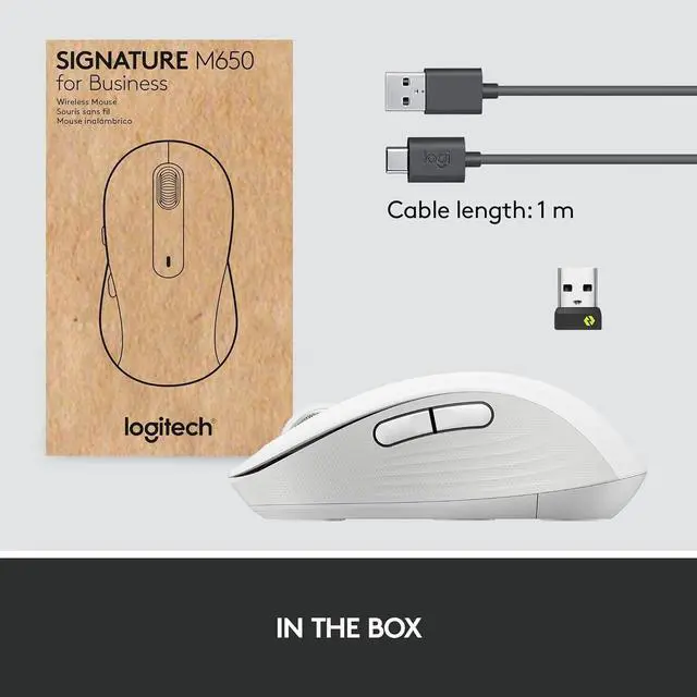 Alt view image 6 of 7 - Logitech Signature M650 for Business Medium Wireless Mouse Off White