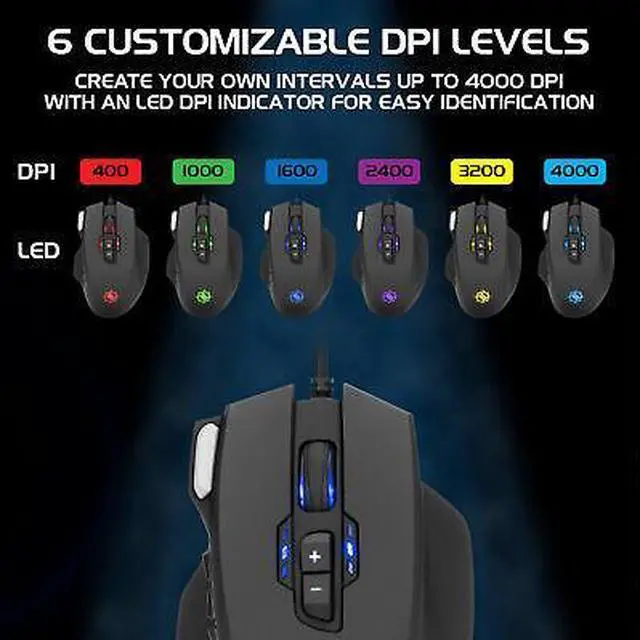Alt view image 3 of 7 - ENHANCE Theorem 2 MMO Gaming Mouse with 13 Programmable Side Buttons