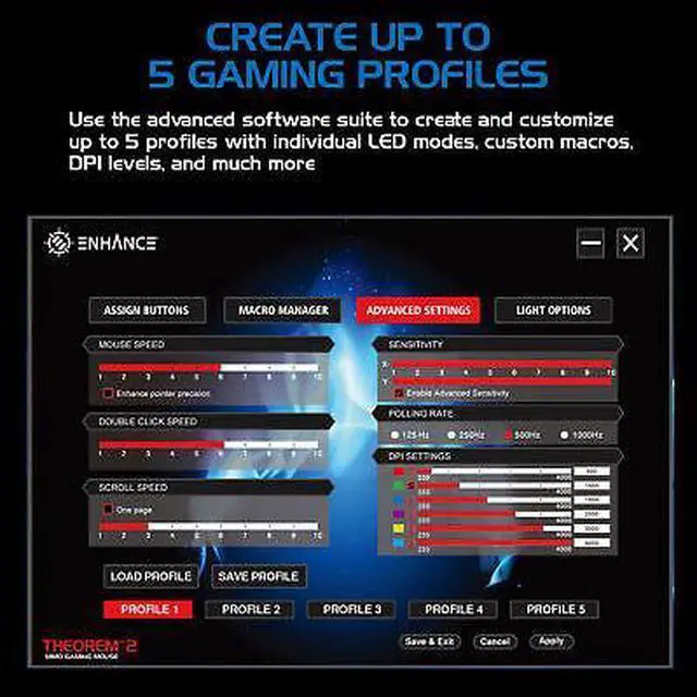 Alt view image 6 of 7 - ENHANCE Theorem 2 MMO Gaming Mouse with 13 Programmable Side Buttons