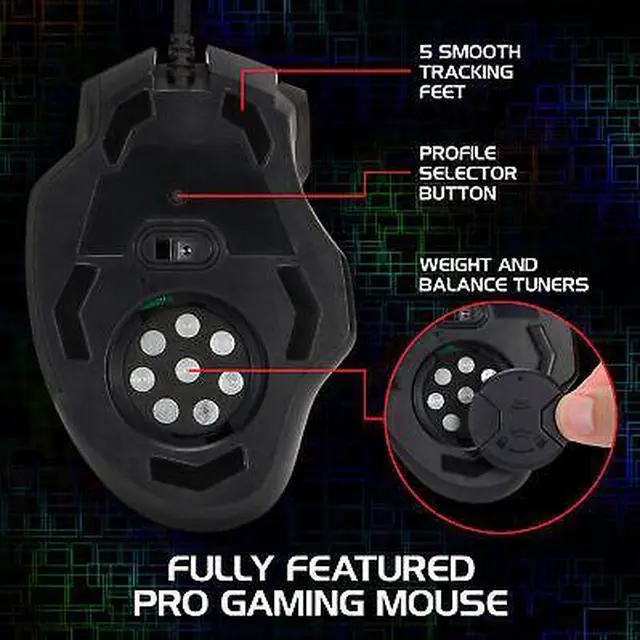 Alt view image 7 of 7 - ENHANCE Theorem 2 MMO Gaming Mouse with 13 Programmable Side Buttons