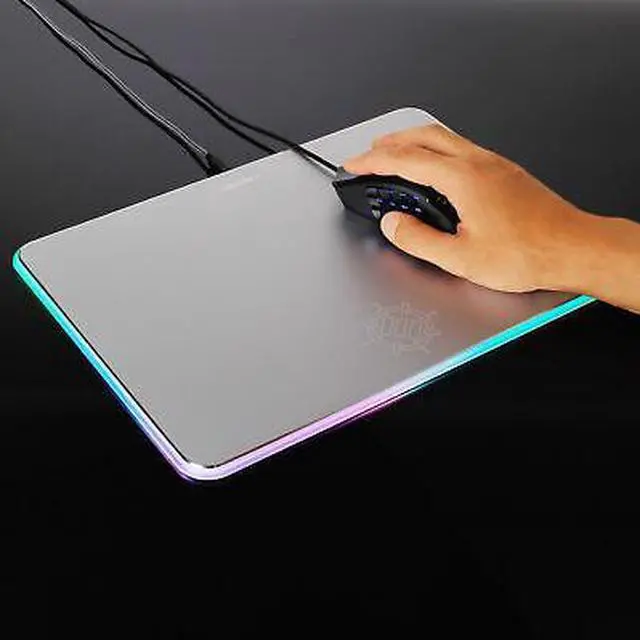 Alt view image 3 of 7 - ENHANCE Aluminum LED Mouse Pad with Rainbow Illumination - Metal Alloy Finish