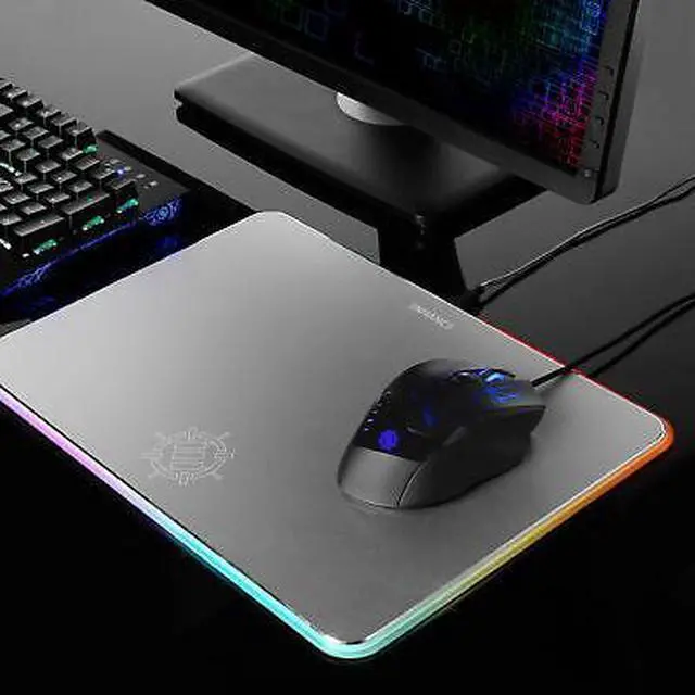 Alt view image 6 of 7 - ENHANCE Aluminum LED Mouse Pad with Rainbow Illumination - Metal Alloy Finish