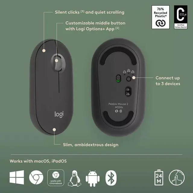 Alt view image 6 of 7 - Logitech Bluetooth Wireless Keyboard and Mouse Combo - MK380S