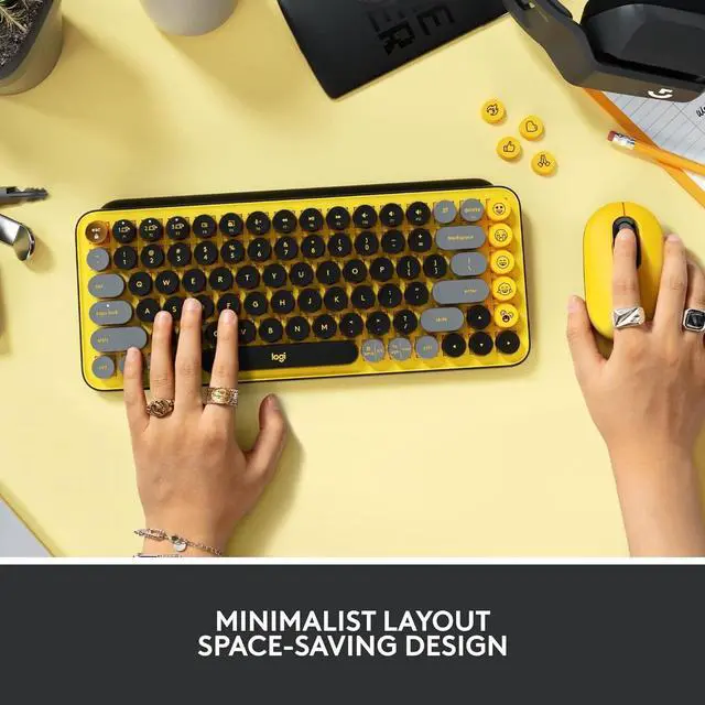 Alt view image 5 of 7 - Logitech POP Keys Wireless Mechanical Keyboard w/ Customizable Emoji Keys YELLOW