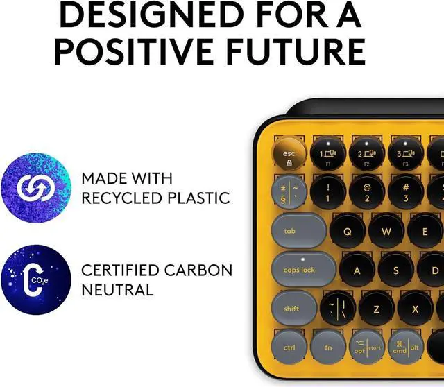 Alt view image 3 of 7 - Logitech POP Keys Wireless Mechanical Keyboard w/ Customizable Emoji Keys YELLOW