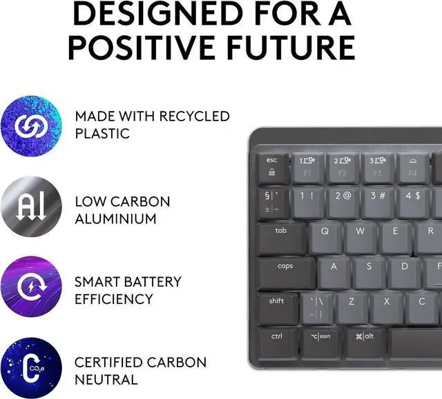 Alt view image 5 of 7 - Logitech MX Mechanical Mini Wireless Illuminated Keyboard Bluetooth Graphite