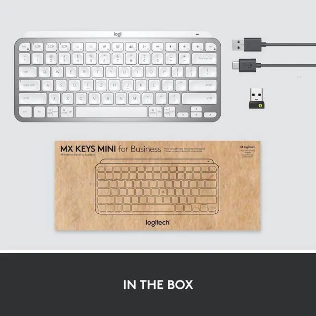 Alt view image 7 of 7 - Logitech MX Keys Mini Wireless Illuminated Keyboard for Business, Compact Gray