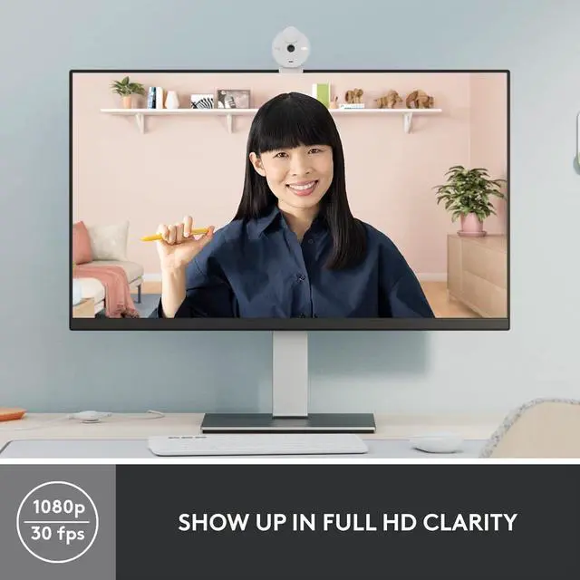 Alt view image 2 of 7 - Logitech Brio 300 Full HD Webcam with Privacy Shutter, Off White