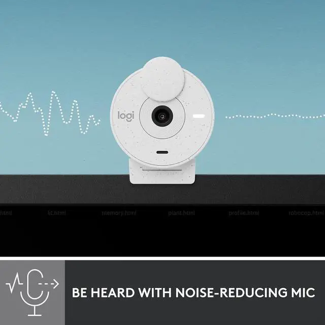 Alt view image 4 of 7 - Logitech Brio 300 Full HD Webcam with Privacy Shutter, Off White