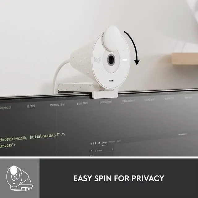 Alt view image 5 of 7 - Logitech Brio 300 Full HD Webcam with Privacy Shutter, Off White